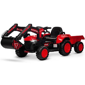 3-in-1 Kids Ride-On Tractor & Excavator with Detachable Trailer, 12V Electric Toy with Remote