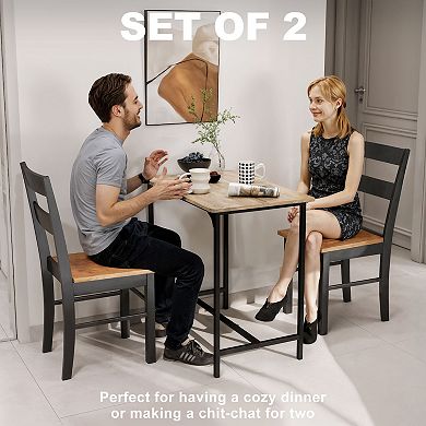 HOMCOM Farmhouse Armless Dining Chairs, Set of 2 with Open Back