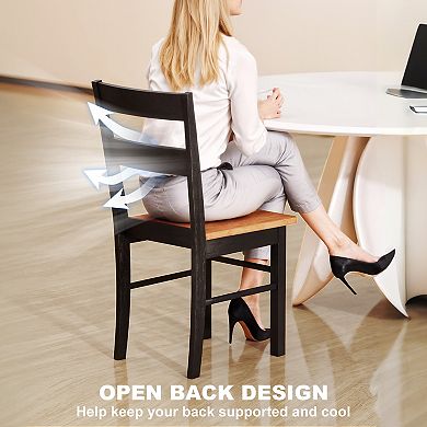 HOMCOM Farmhouse Armless Dining Chairs, Set of 2 with Open Back