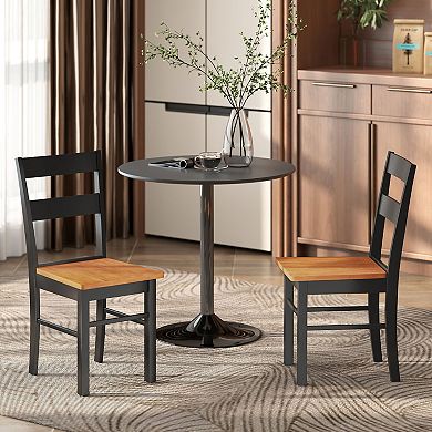 HOMCOM Farmhouse Armless Dining Chairs, Set of 2 with Open Back