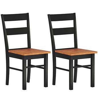 HOMCOM Farmhouse Armless Dining Chairs, Set of 2 with Open Back