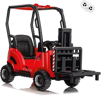 12V Kids Ride-On Forklift w/ Liftable Fork&Pallet, Interactive Pretend Play Toy with High/Low Speed