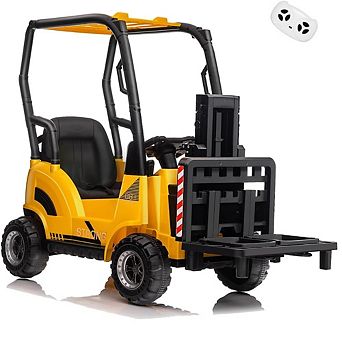 12V Kids Ride-On Forklift w/ Liftable Fork&Pallet, Interactive Pretend Play Toy with High/Low Speed