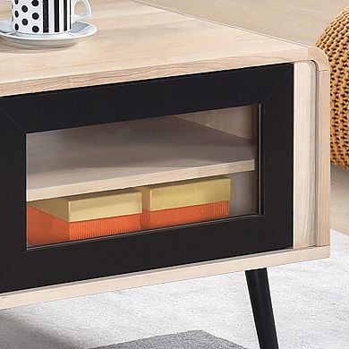 Kings Brand Furniture Nathan Mid Century Modern Coffee Table with Storage Shelf