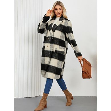 Womens Plaid Jacket Casual Shacket Lapel Button Down Trench Coat Warm Winter Jackets