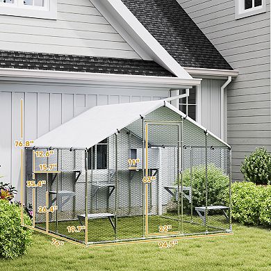 PawHut 94.5inch Extra Large Catio, Outdoor Cat Enclosure with Waterproof Cover