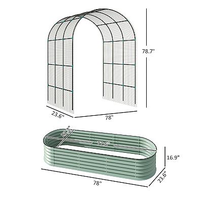 Outsunny Raised Garden Beds with Arch Trellis, Galvanized Planter Box