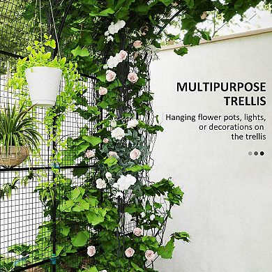 Outsunny Raised Garden Beds with Arch Trellis, Galvanized Planter Box