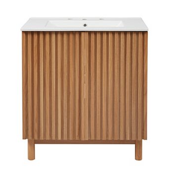 Whisen 59.8" Bathroom Vanity Combo with Ceramic Sink, Soft-Close Doors and Adjustable U-Shaped Shelf