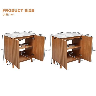 Whisen 59.8" Bathroom Vanity Combo with Ceramic Sink, Soft-Close Doors and Adjustable U-Shaped Shelf
