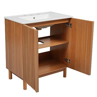 Whisen 59.8" Bathroom Vanity Combo with Ceramic Sink, Soft-Close Doors and Adjustable U-Shaped Shelf