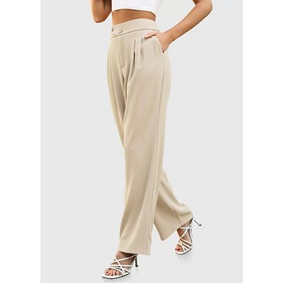 womens beige dress pants Neutral Territory Wide-Leg Khaki Pants | Trendy Women Pants