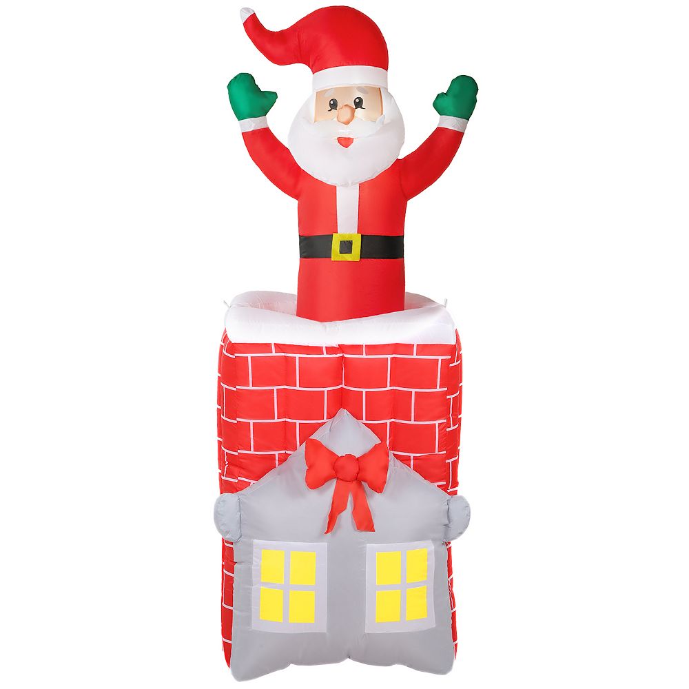 Outsunny Christmas Inflatable Santa in Chimney Up and Down with LED Lights
