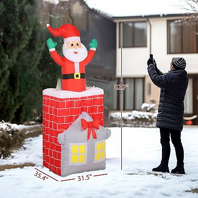 Outsunny Christmas Inflatable Santa in Chimney Up and Down with LED Lights