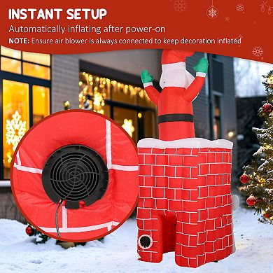 Outsunny Christmas Inflatable Santa in Chimney Up and Down with LED Lights
