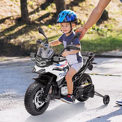 Kids Police Motorcycle, 12V Ride-On with Training Wheels, High/Low Speed & Spring Suspension