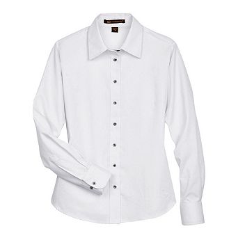Harriton Women's Easy Blend Long Sleeve TwillDress Shirt with Stain-Release