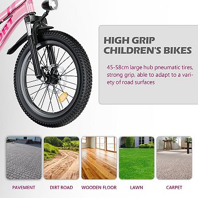 Whisen Kids’ Outdoor Mountain Bike with Dual Disc Brakes, 7-Speed Gears, Shock Absorber Fork, LE