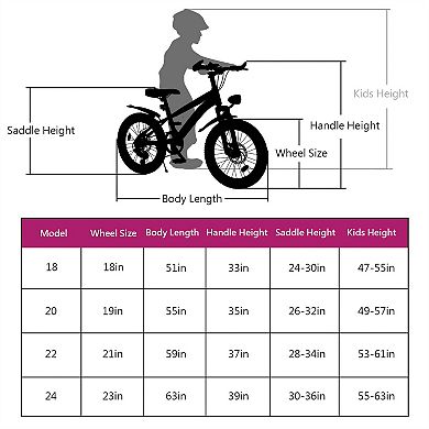Whisen Kids’ Outdoor Mountain Bike with Dual Disc Brakes, 7-Speed Gears, Shock Absorber Fork, LE
