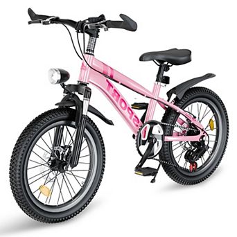 Whisen Kids’ Outdoor Mountain Bike with Dual Disc Brakes, 7-Speed Gears, Shock Absorber Fork, LE