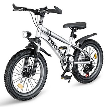 Whisen Kids’ Outdoor Mountain Bike with Dual Disc Brakes, 7-Speed Gears, Shock Absorber Fork, LE