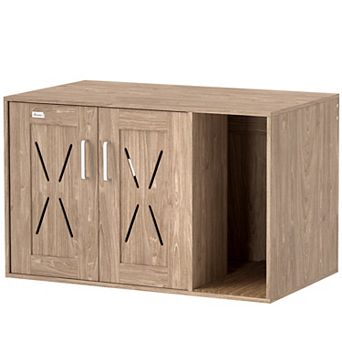 PawHut Cat Litter Box Enclosure with Scratching Board, 31.5inch x 19" x 20"