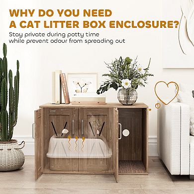 PawHut Cat Litter Box Enclosure with Scratching Board, 31.5inch x 19" x 20"