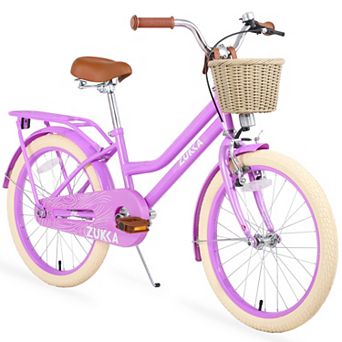 Whisen 20 Inch Girls Bike with Basket for 7-10 Years Old Kids, No Training Wheels Included