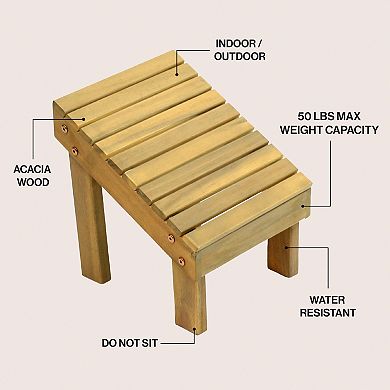 Saru 11.8" Traditional Classic Solid Acacia Wood Shower Shaving Foot Stool