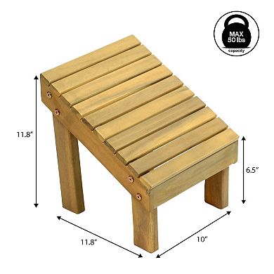 Saru 11.8" Traditional Classic Solid Acacia Wood Shower Shaving Foot Stool