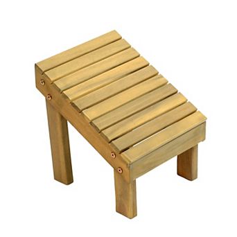 Saru 11.8" Traditional Classic Solid Acacia Wood Shower Shaving Foot Stool