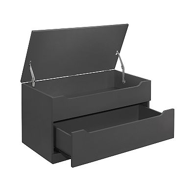 Kings Brand Furniture Chelsea Storage Bench Box Storage Chest with Drawer