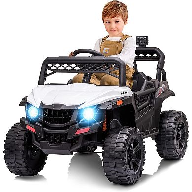 12V Kids Electric Truck with Parent Remote & Open Doors, Spring Suspension, Safety Belt &LED Lights