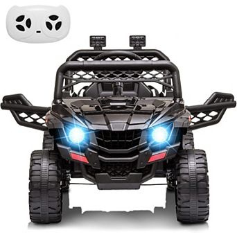 12V Kids Electric Truck with Parent Remote & Open Doors, Spring Suspension, Safety Belt &LED Lights