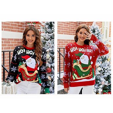 Women Ugly Christmas Sweater Funny Xmas Knit Pullover Top Cute Santa Tree Reindeer Sweater