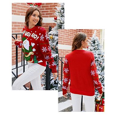 Women Ugly Christmas Sweater Funny Xmas Knit Pullover Top Cute Santa Tree Reindeer Sweater