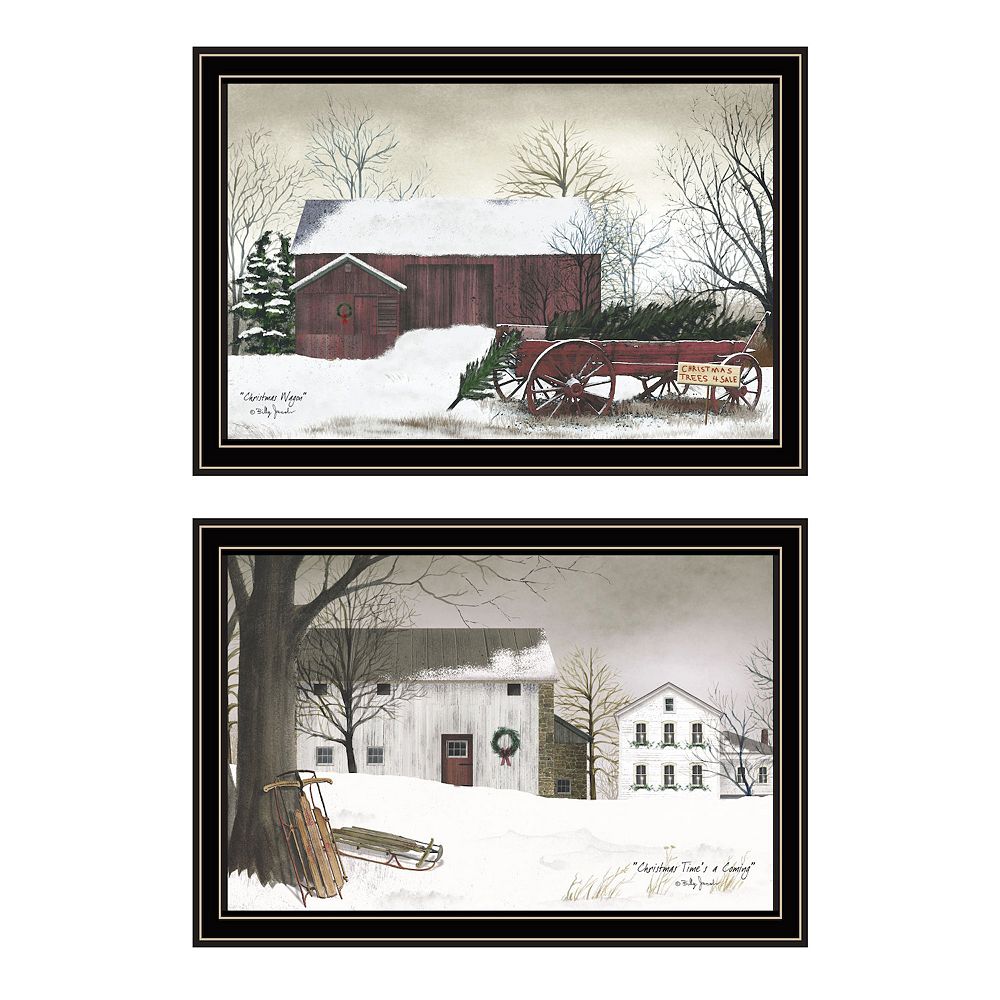 LOVMOR Decor 4U 2 Piece Christmas Time with Family Black Framed Wall ...