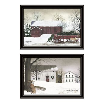 LOVMOR Decor 4U 2 pc Christmas Time with Family Black Framed Wall Art Billy Jacobs