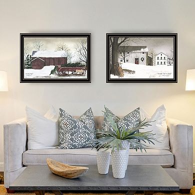 LOVMOR Decor 4U 2 Piece Christmas Time with Family Black Framed Wall Art Billy Jacobs