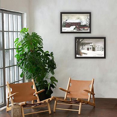 LOVMOR Decor 4U 2 Piece Christmas Time with Family Black Framed Wall Art Billy Jacobs