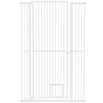 PawHut 59inch Extra Tall Pet Gate, 30"-41" Dog Gate with Cat Door