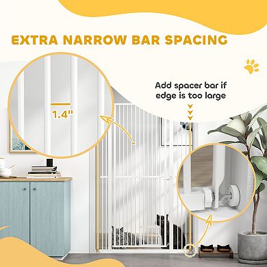 PawHut 59inch Extra Tall Pet Gate, 30"-41" Dog Gate with Cat Door