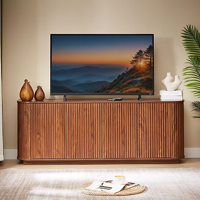 Whisen Wooden Vertical Striped Cabinet, Buffet Cabinet, Storage Cabinet, TV Stand with Wave Pattern