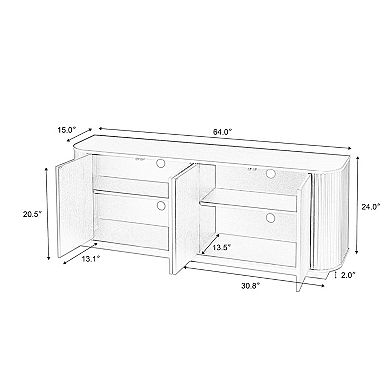 Whisen Wooden Vertical Striped Cabinet, Buffet Cabinet, Storage Cabinet, TV Stand with Wave Pattern