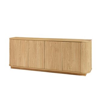 Whisen Wooden Vertical Striped Cabinet, Buffet Cabinet, Storage Cabinet, TV Stand with Wave Pattern