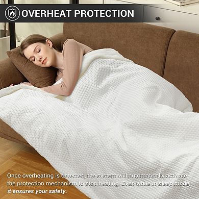 10H Timer 6-Temp Heat Levels Waffle Weave Comfort Electric Blanket