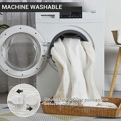 10H Timer 6-Temp Heat Levels Waffle Weave Comfort Electric Blanket