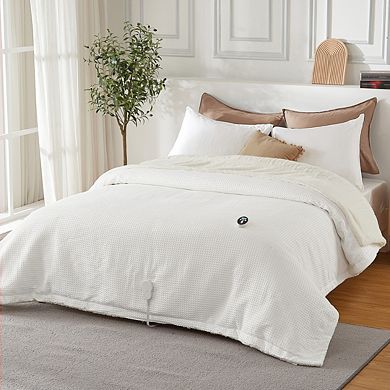 10H Timer 6-Temp Heat Levels Waffle Weave Comfort Electric Blanket