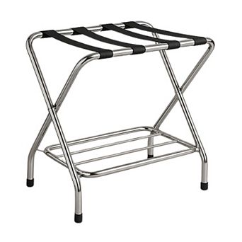 USTECH Foldable Double-Tier Metal Luggage Rack with Shelf for Guest Room Pack 2, 26.5"x24"x3.5"