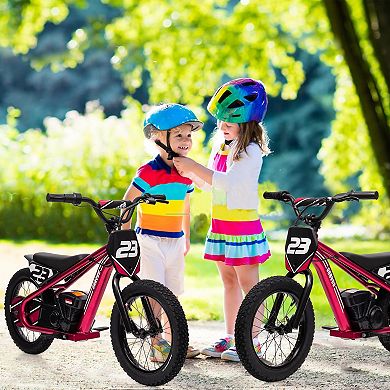 16” Kids Electric Dirt Bike, 360W Motor, Adjustable Speeds 6.84-15.53 MPH, 24V Detachable Battery